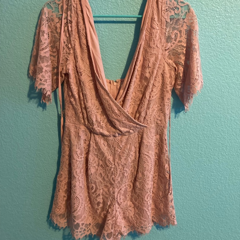 Row A pink lace romper